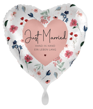 Folienballon - Just married, Hand in Hand - ø 43cm